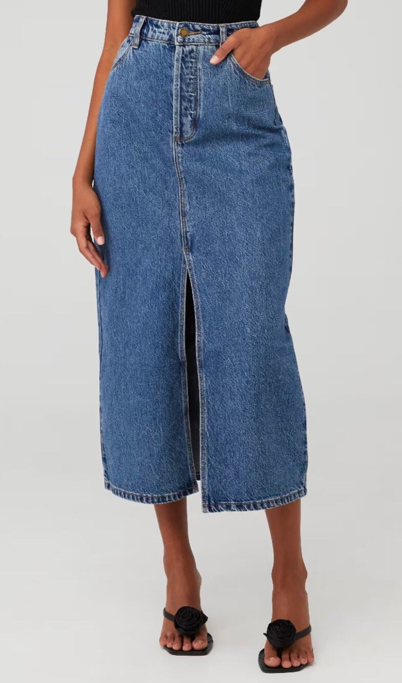 NWT Rolla's Chicago Mid Vintage Blue Midi Denim Skirt 33